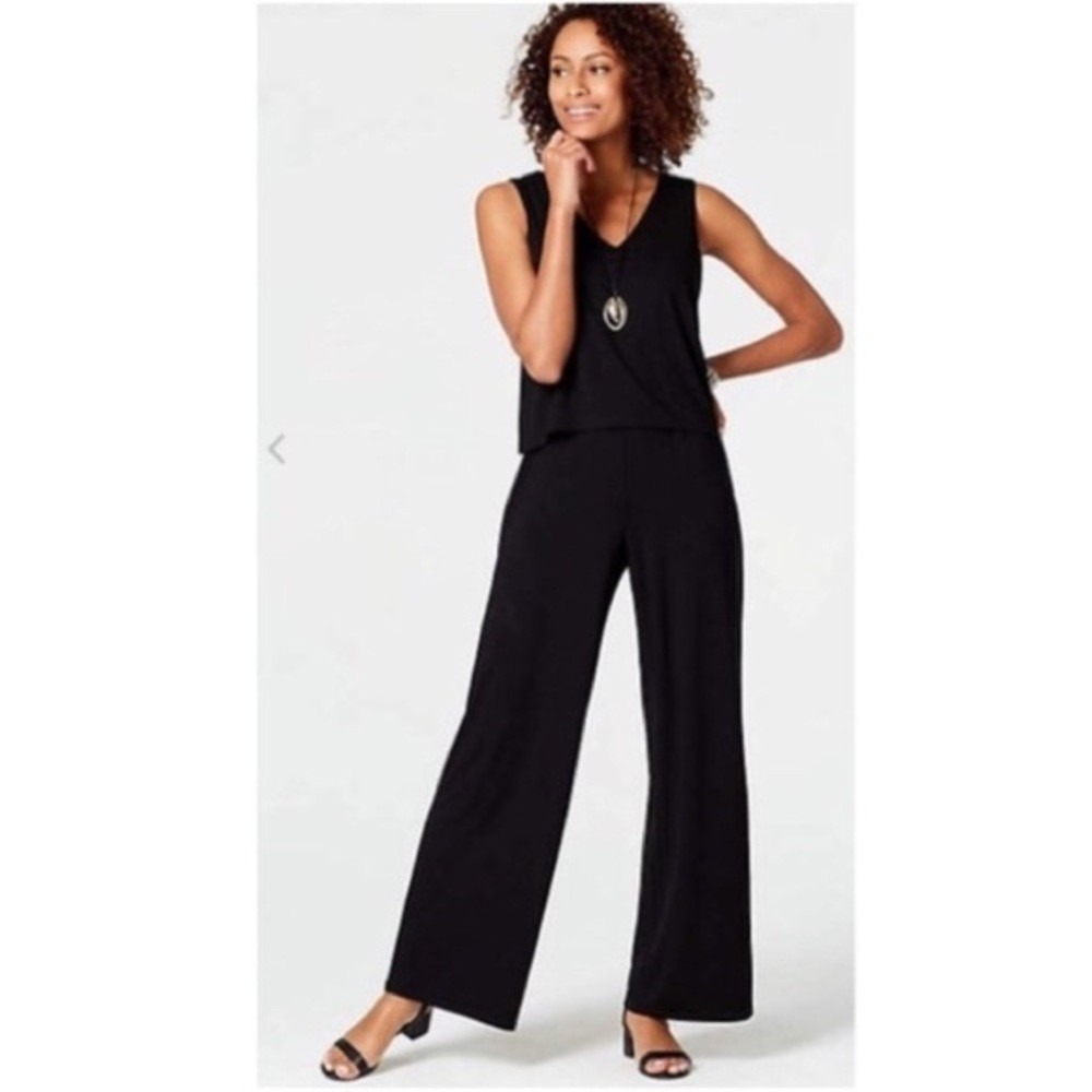 J. Jill Wearever Collection Jumpsuit LP Large Petite Minimalist Chic Black